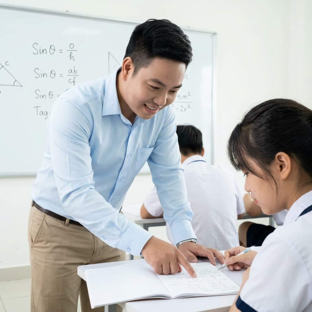 Thầy Dũng hướng dẫn học sinh